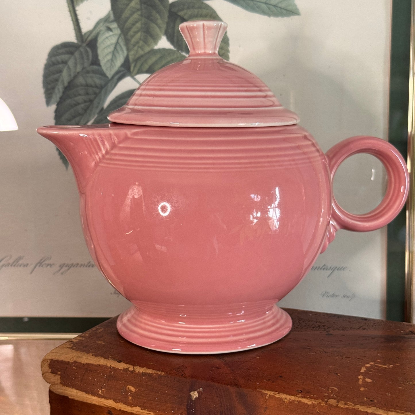Vintage Fiesta Rose Pink Teapot Homer Laughlin Large Ring Handle