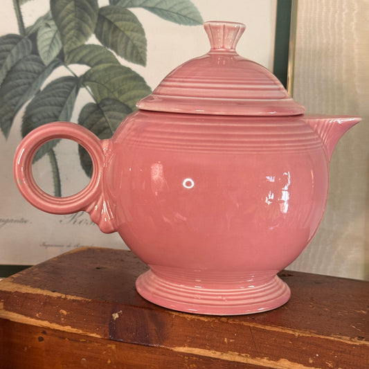 Vintage Fiesta Rose Pink Teapot Homer Laughlin Large Ring Handle