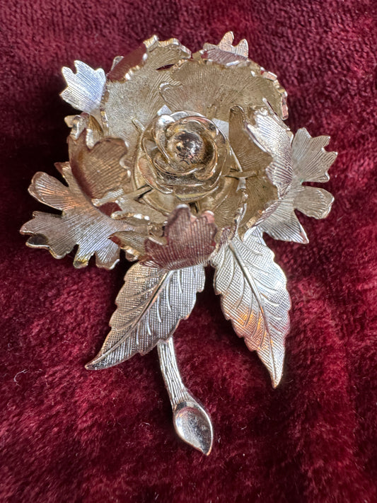 Wagner Day-Night Brooch – Vintage Silver Tone Articulated Flower Pin