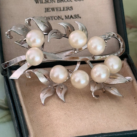 Vintage 850 Silver and Cultured Pearl Pin