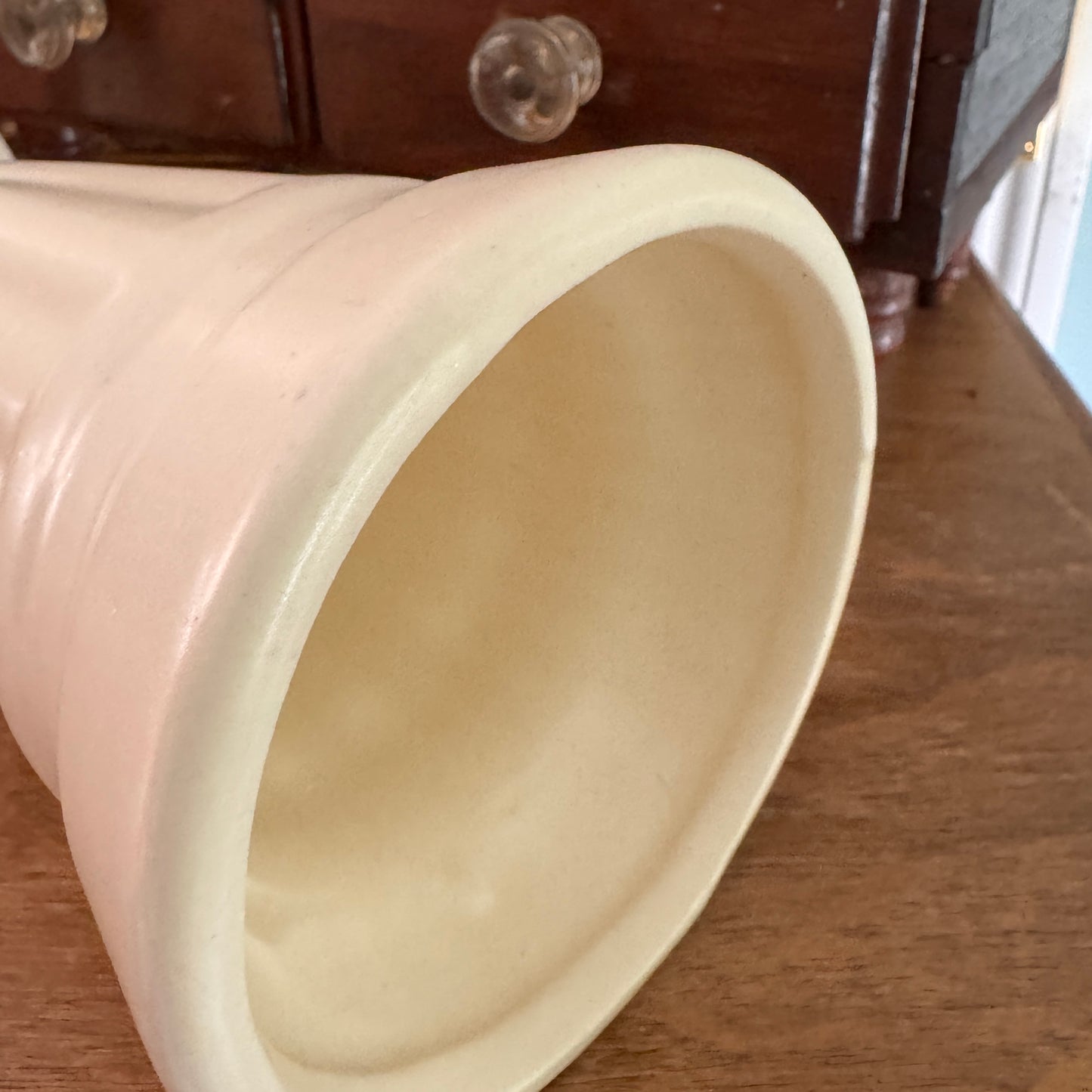 Vintage Haeger USA Cream White Trumpet Pottery Bud Vase