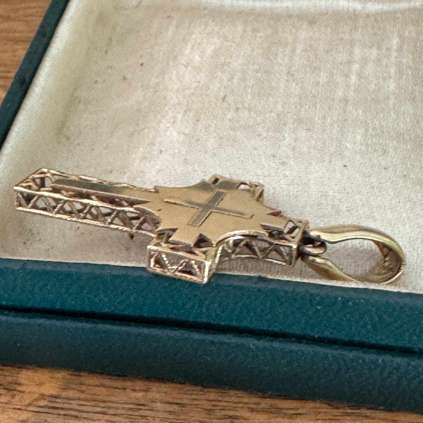 Vintage Italian 14K Yellow Gold Cross Pendant