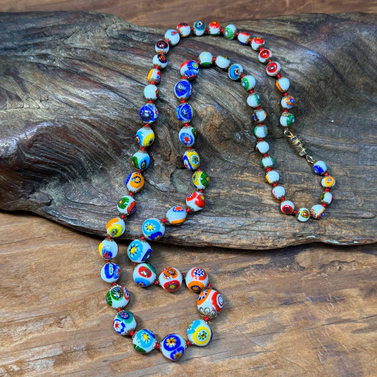 Vintage Venetian Murano Millefiori Graduated Necklace