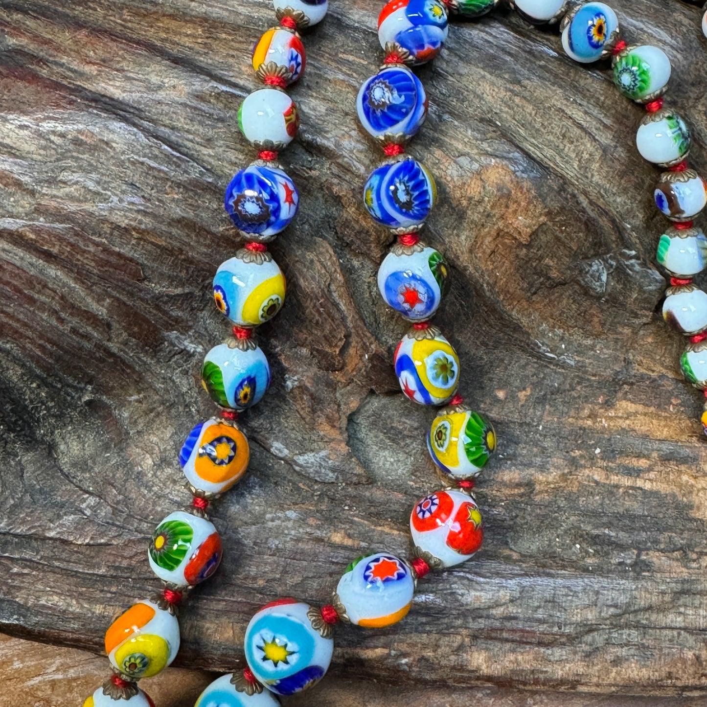 Vintage Venetian Murano Millefiori Graduated Necklace