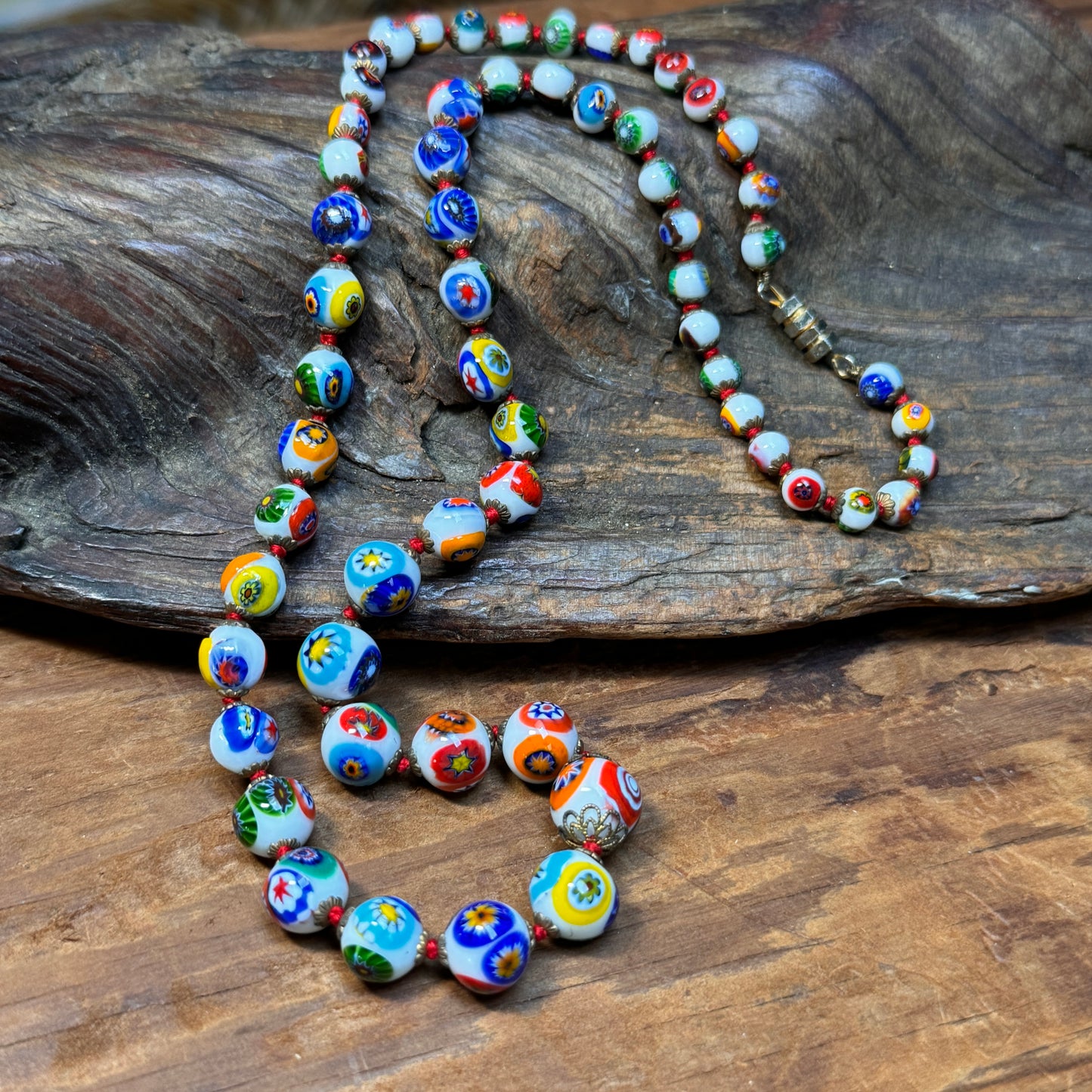 Vintage Venetian Murano Millefiori Graduated Necklace