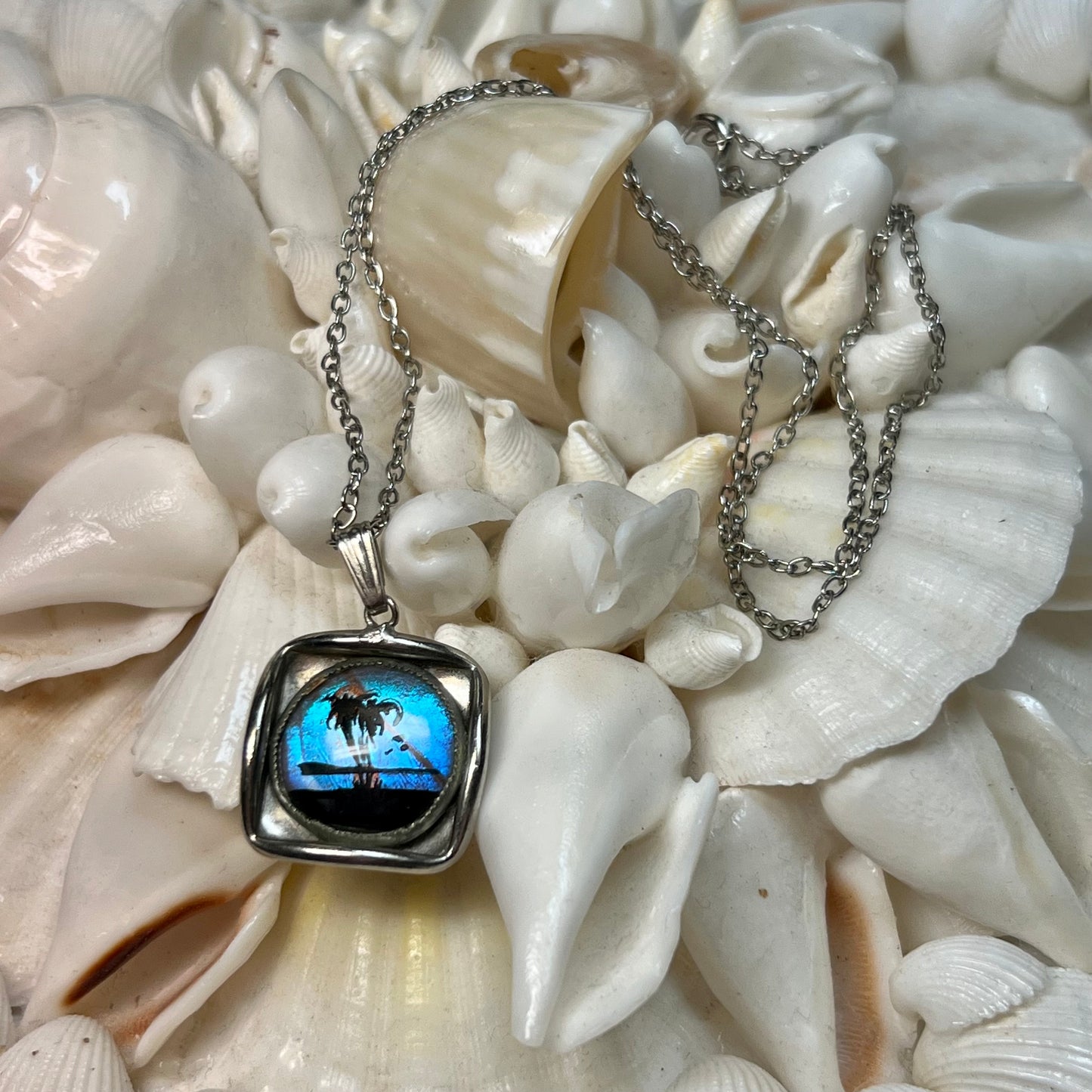 Vintage Butterfly Wing Pendant Necklace