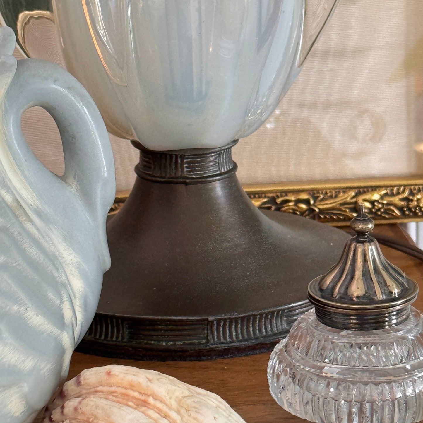 MCM Italian Murano Glass Soft Blue and Clear Lamp