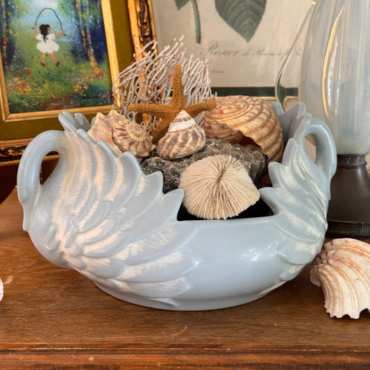 MCM Haeger Pottery Soft Blue Double Handle Swan Bowl