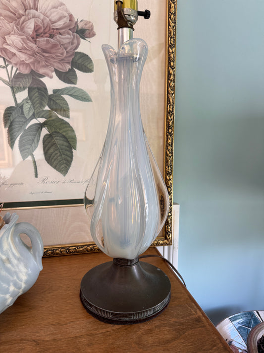 MCM Italian Murano Glass Soft Blue and Clear Lamp