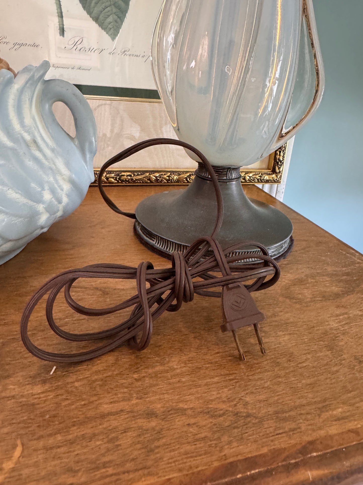 MCM Italian Murano Glass Soft Blue and Clear Lamp