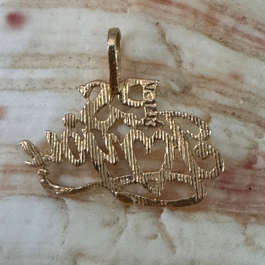 Vintage 14K Yellow Gold P S I Love You Charm