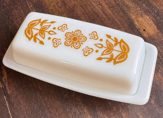 Vintage Corning Ware Butterfly Gold Covered Butter Dish | Retro Kitchen Collectible