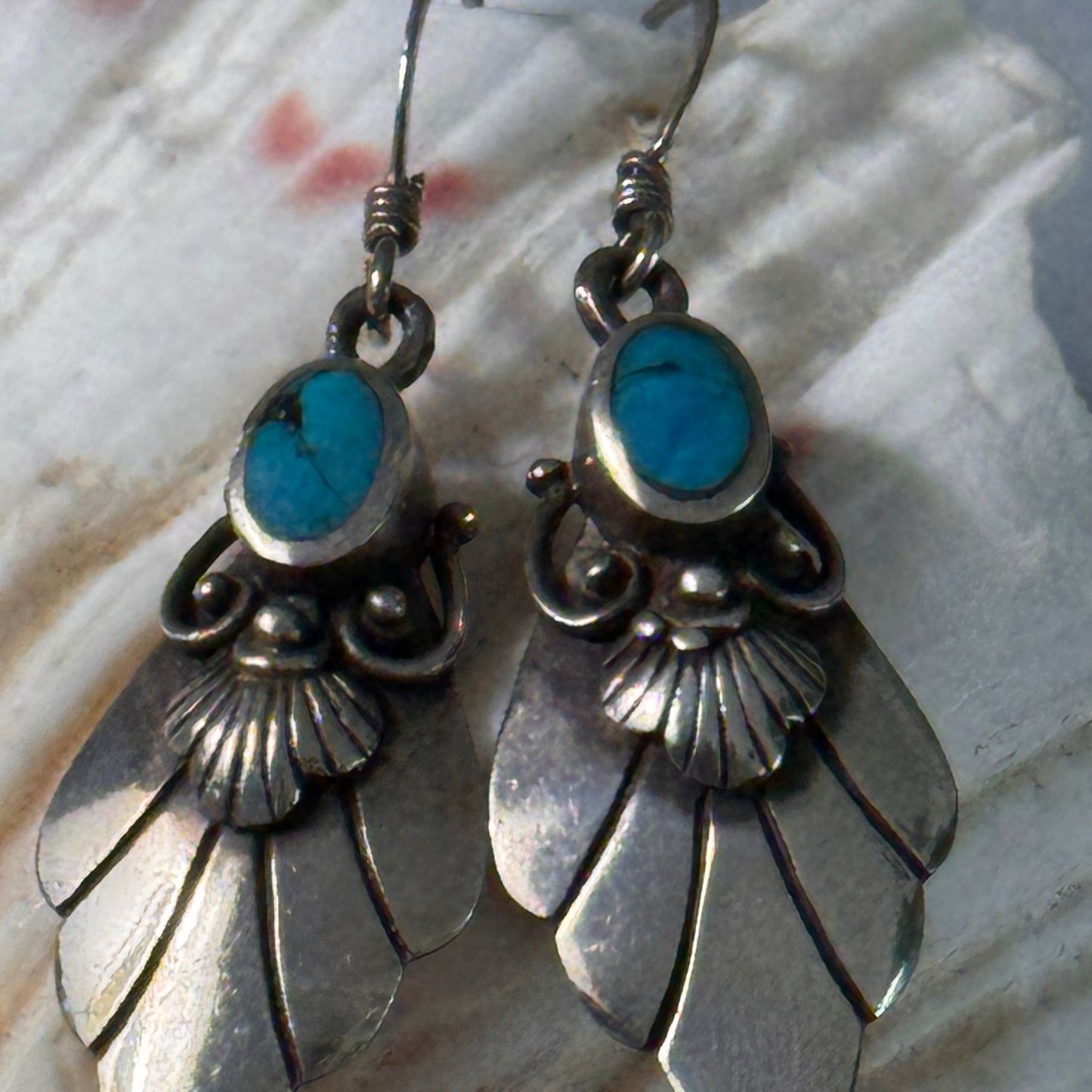 Vintage Native American Turquoise and Sterling Silver Earrings