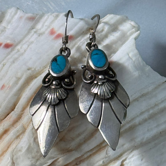 Vintage Native American Turquoise and Sterling Silver Earrings