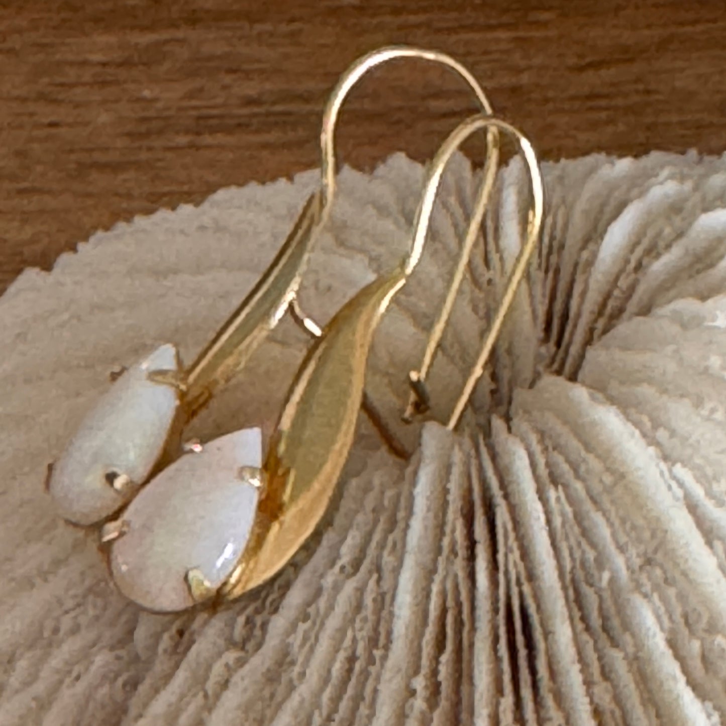 Vintage 14K Yellow Gold Opal Earrings