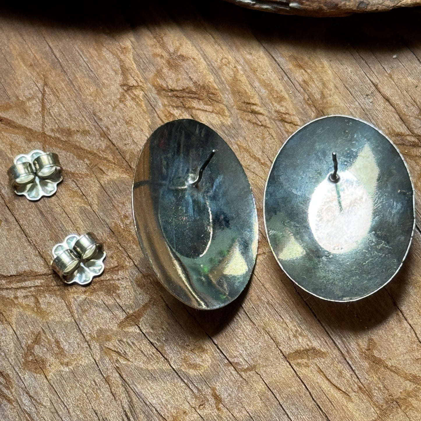Vintage Native American Sterling Silver Black Onyx Earrings