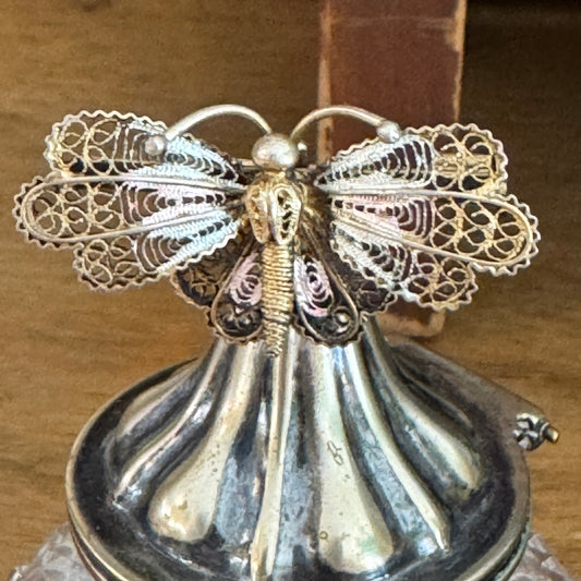 Vintage 800 Silver Filigree Butterfly Pin