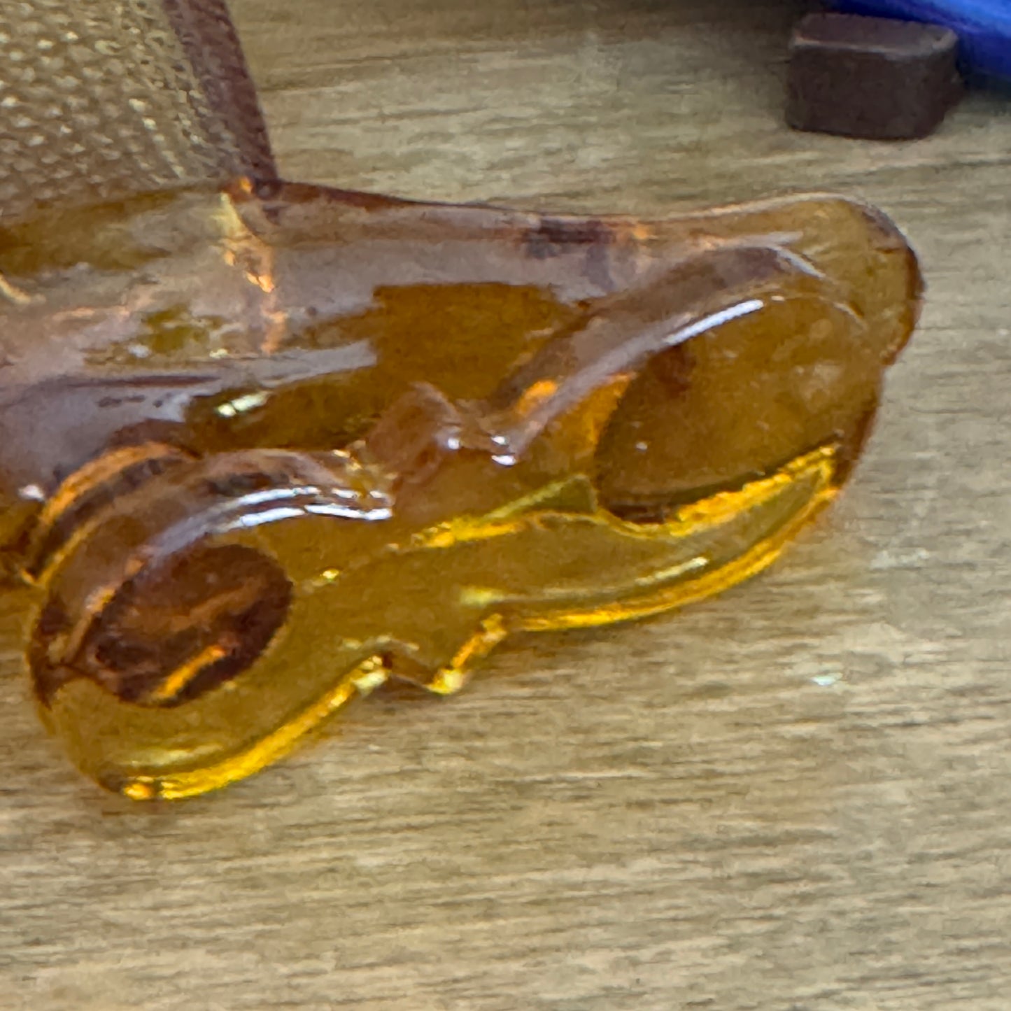 Vintage L. E. Smith  Amber Glass Victorian Heeled Shoe Boot