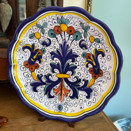 Italian Pottery Scalloped Edge Wall Plate Assisi