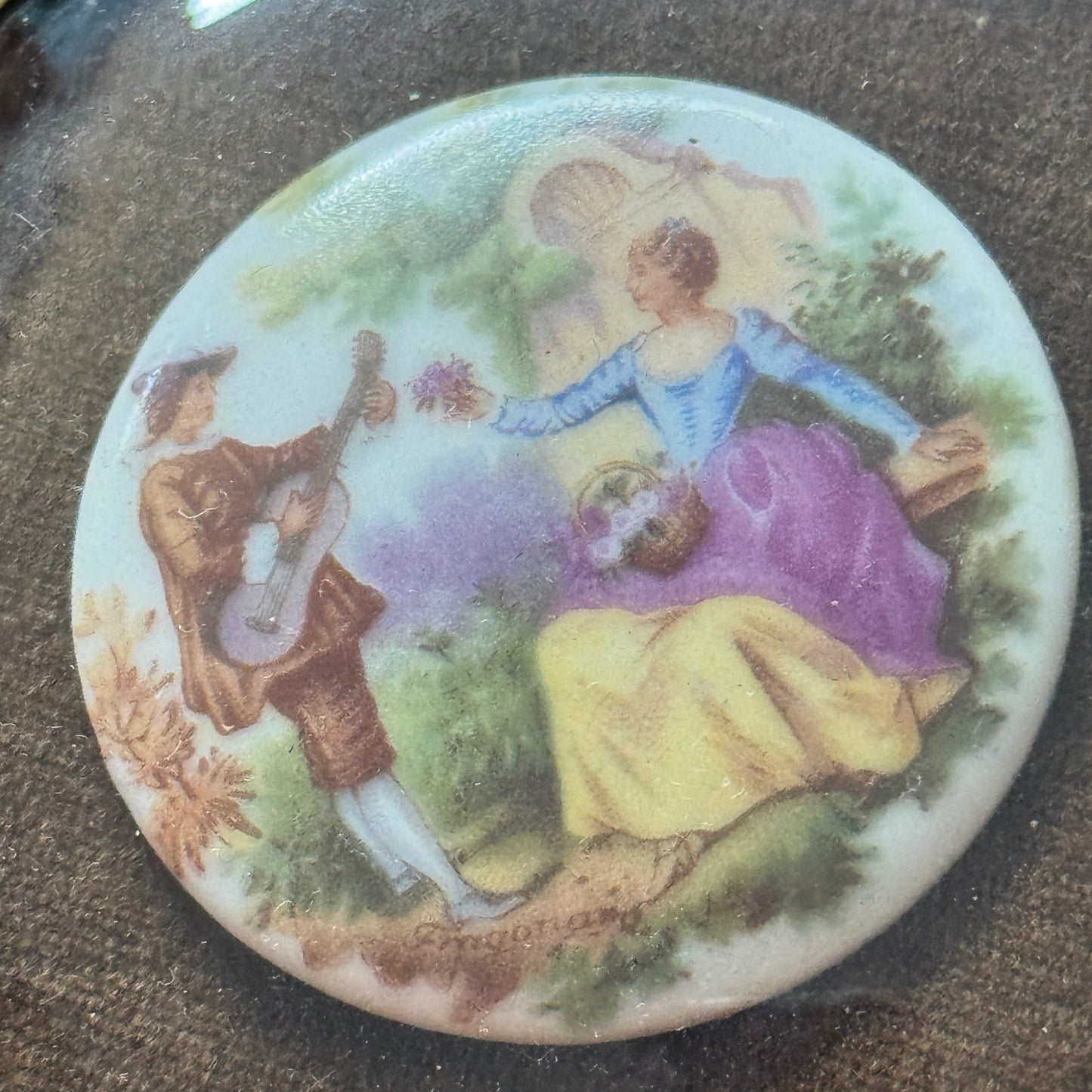 Three French Limoges Fragonard Romantic Couples Cameo Gilt Framed