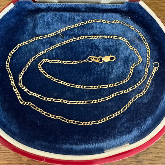 Vintage 14K Italian Yellow Gold Figaro Necklace 21"
