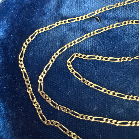 Vintage 14K Italian Yellow Gold Figaro Necklace 21"
