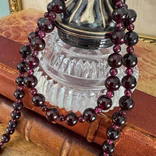 Vintage Deep Purple Amethyst Semi Precious Gemstone Necklace and Bracelet