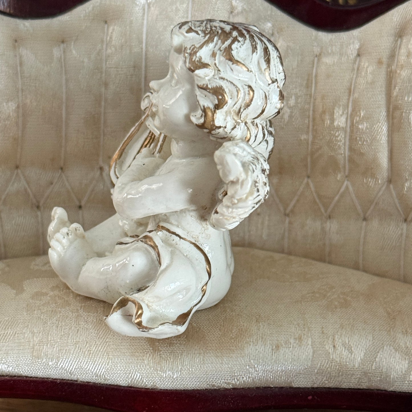 Vintage Miniature Cherub Putti with Harp