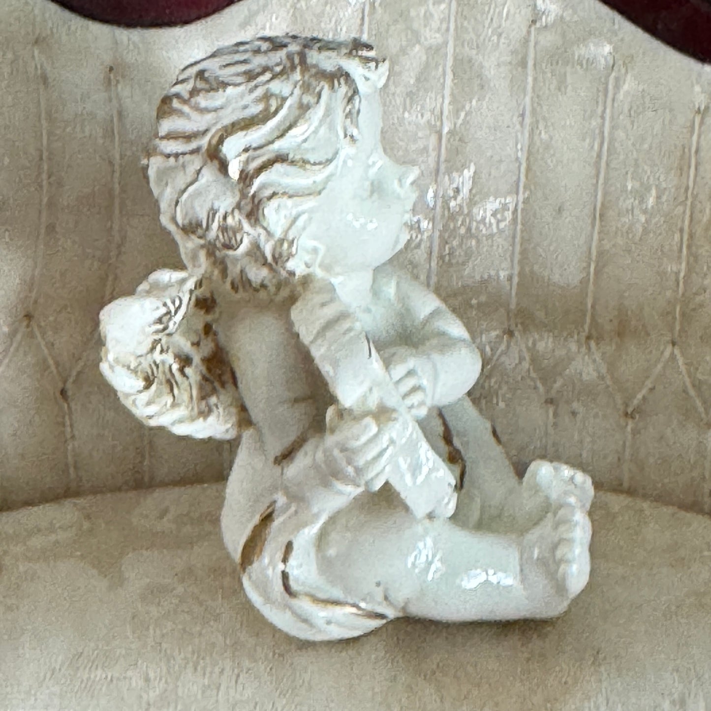 Vintage Miniature Cherub Putti with Harp