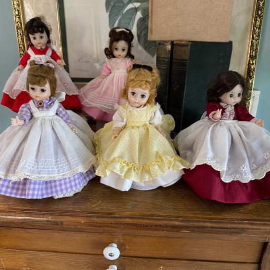 Vintage Alexander-Kins Little Women Marmee, Meg, Amy,Jo, and Beth Dolls