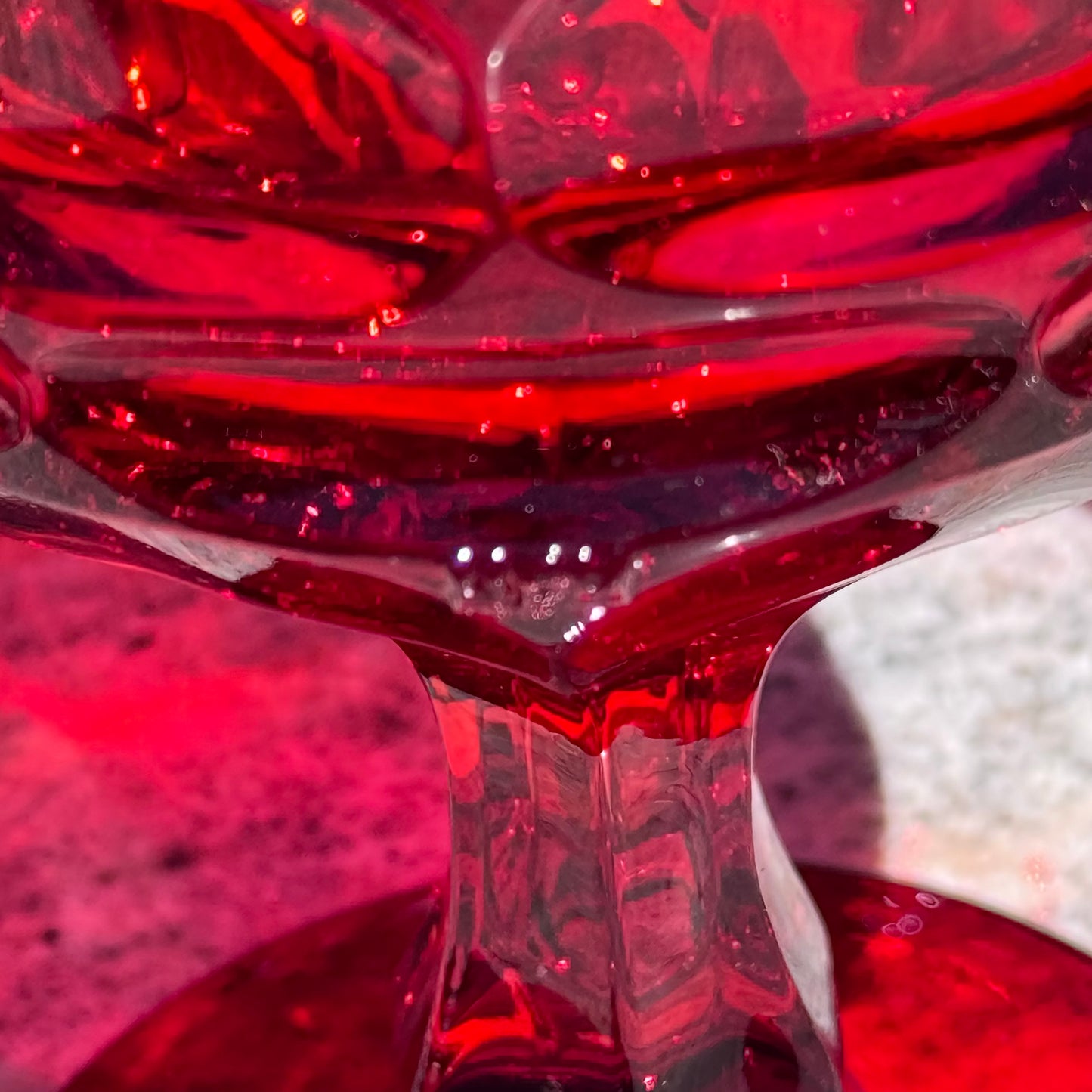 5 Fostoria Henry Ford Museum Red Argus Goblets, Sherbet, & Wine Glasses