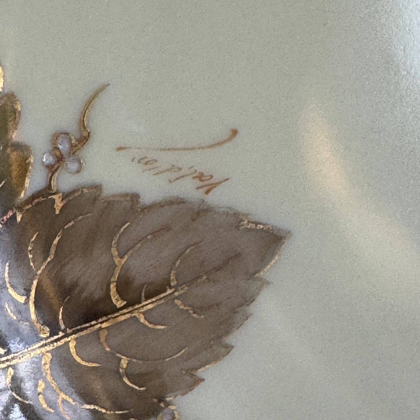 Antique Elite Limoges French Hand Painted Leaves Plate Signed
