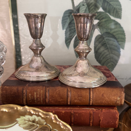 Two Empire Weighted Sterling Silver Candlesticks