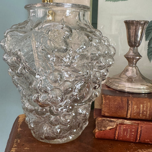 Antique Clear Maganese Goofus Glass Grapes Vase