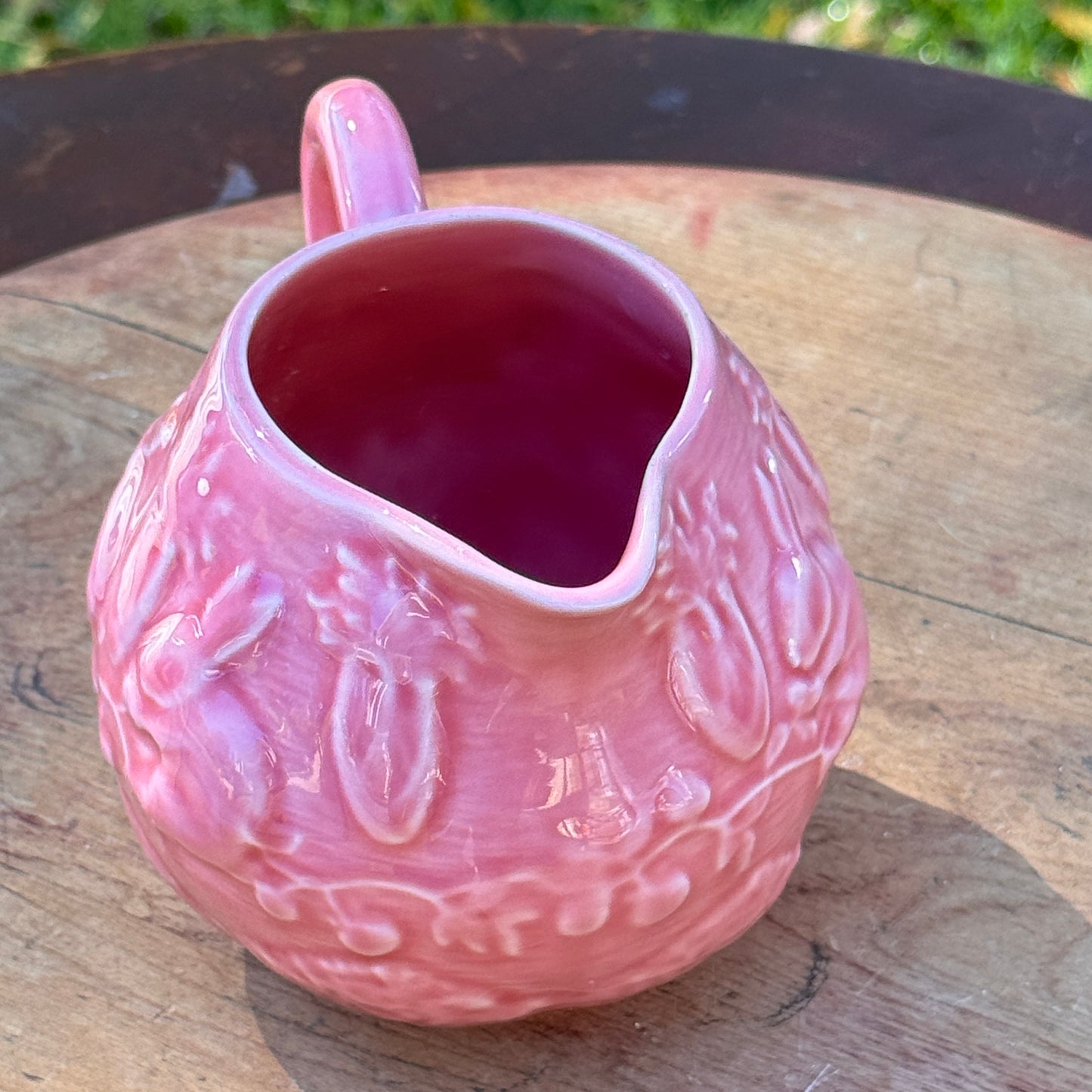 Vintage Pink Portuguese Bordallo Pinheiro Creamer