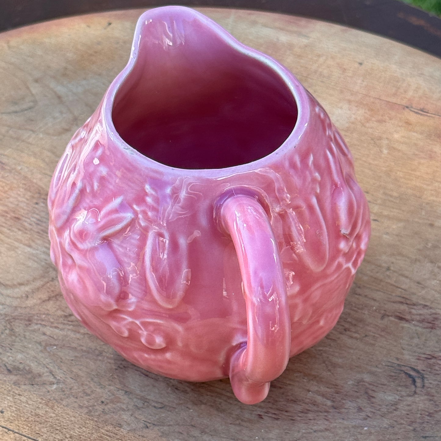 Vintage Pink Portuguese Bordallo Pinheiro Creamer