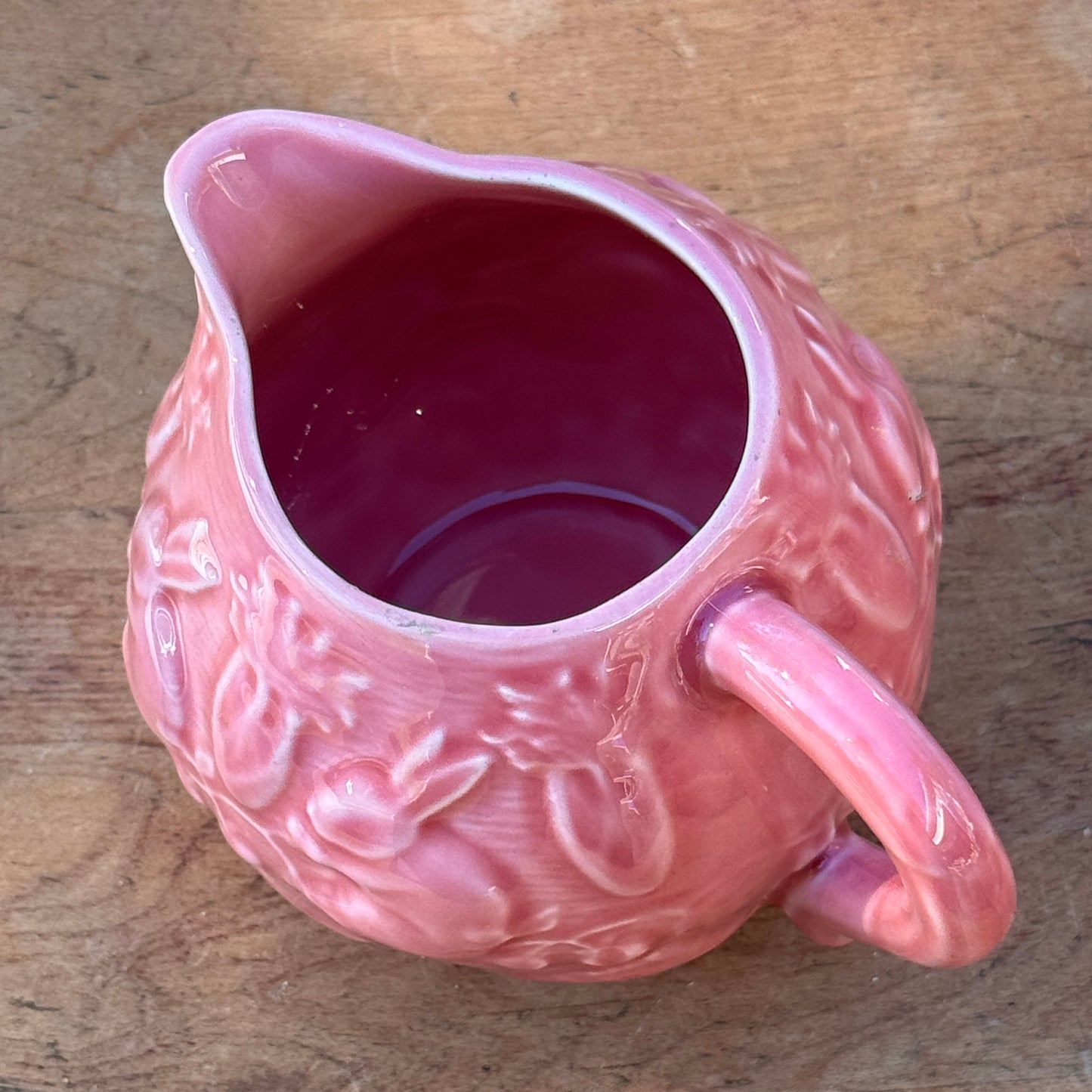 Vintage Pink Portuguese Bordallo Pinheiro Creamer