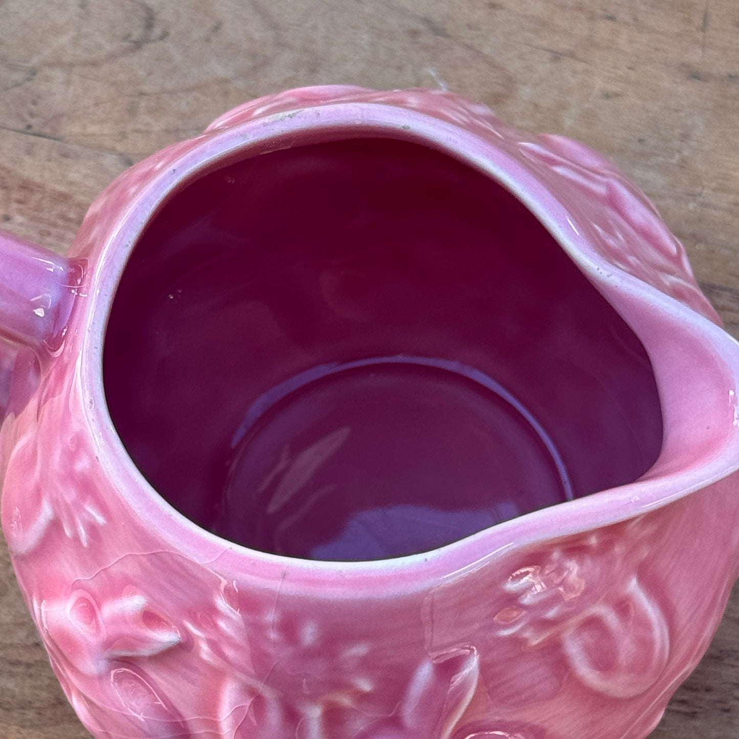 Vintage Pink Portuguese Bordallo Pinheiro Creamer