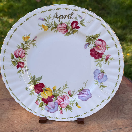 One Royal Albert April Sweet Pea Flower of the Month Bone China Salad Plate