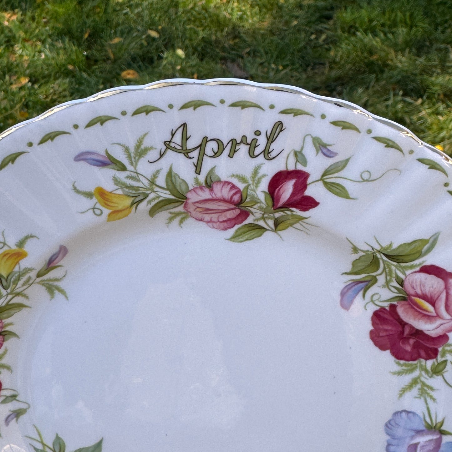 One Royal Albert April Sweet Pea Flower of the Month Bone China Salad Plate