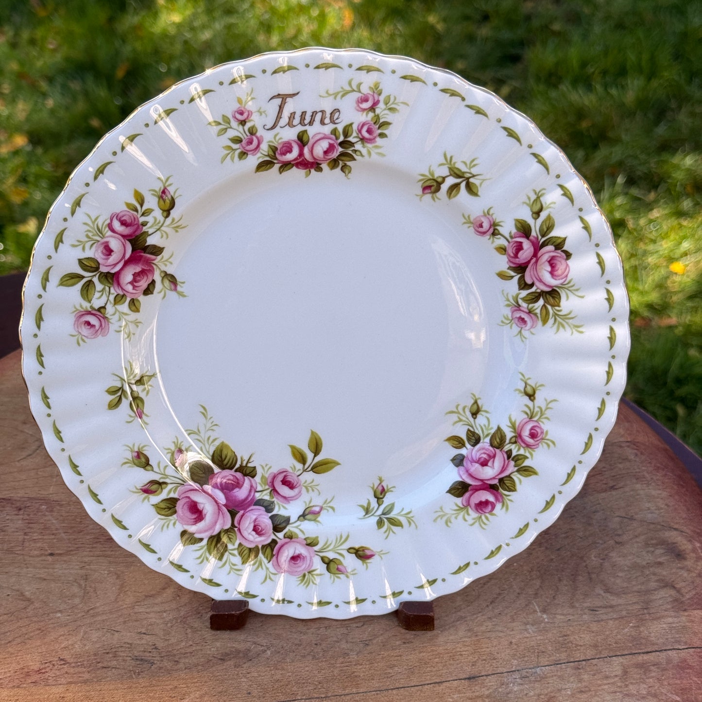 One Royal Albert June Roses Flower of the Month Bone China Salad Plate