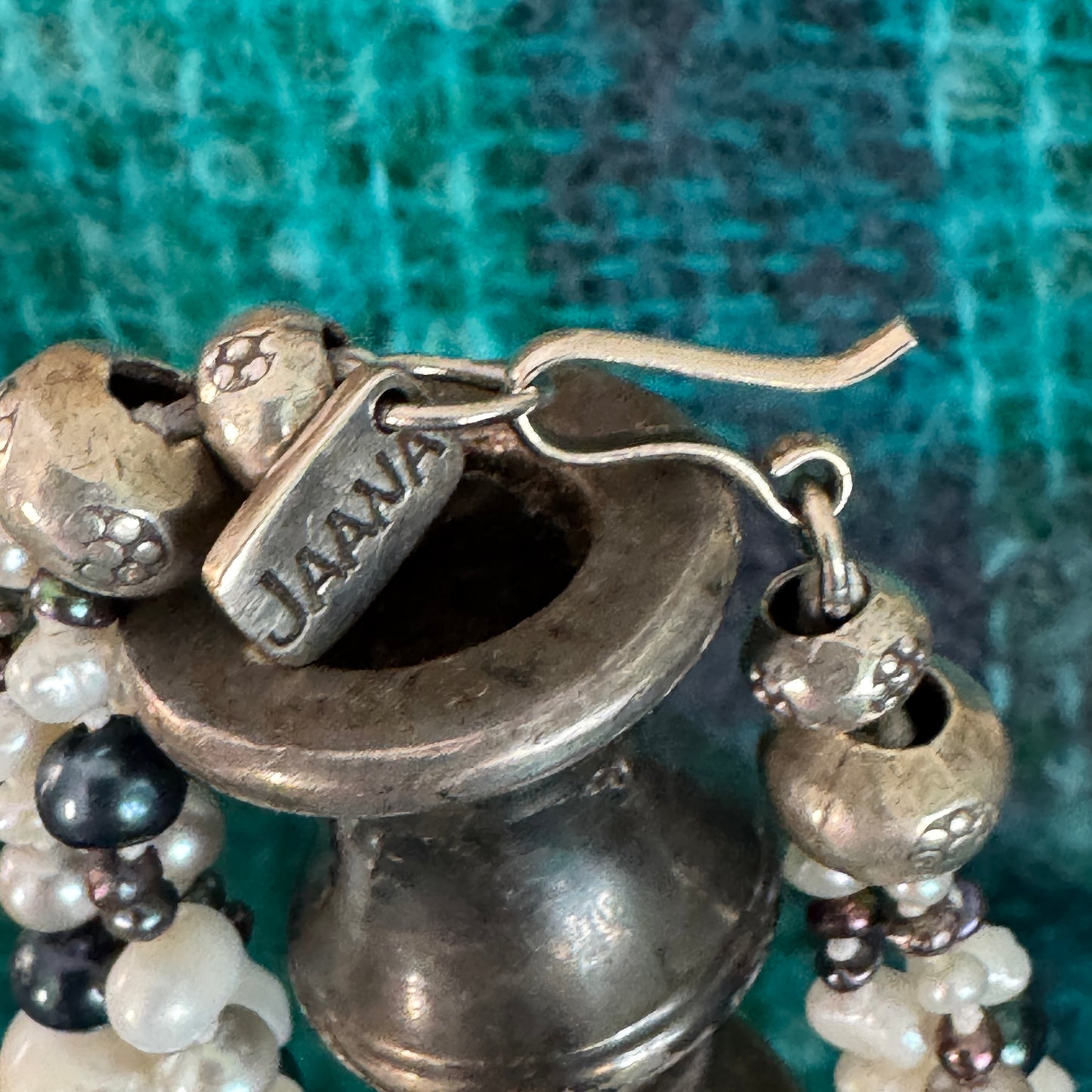 Vintage NAAN Sterling Silver Triple Strand Freshwater Pearl Necklace