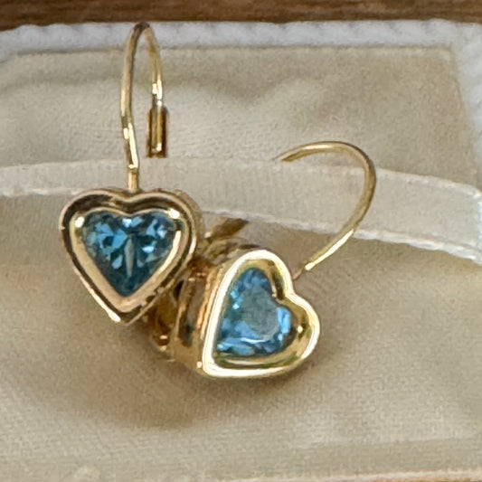 Vintage 14K Gold Carla Genuine Blue Topaz Earrings
