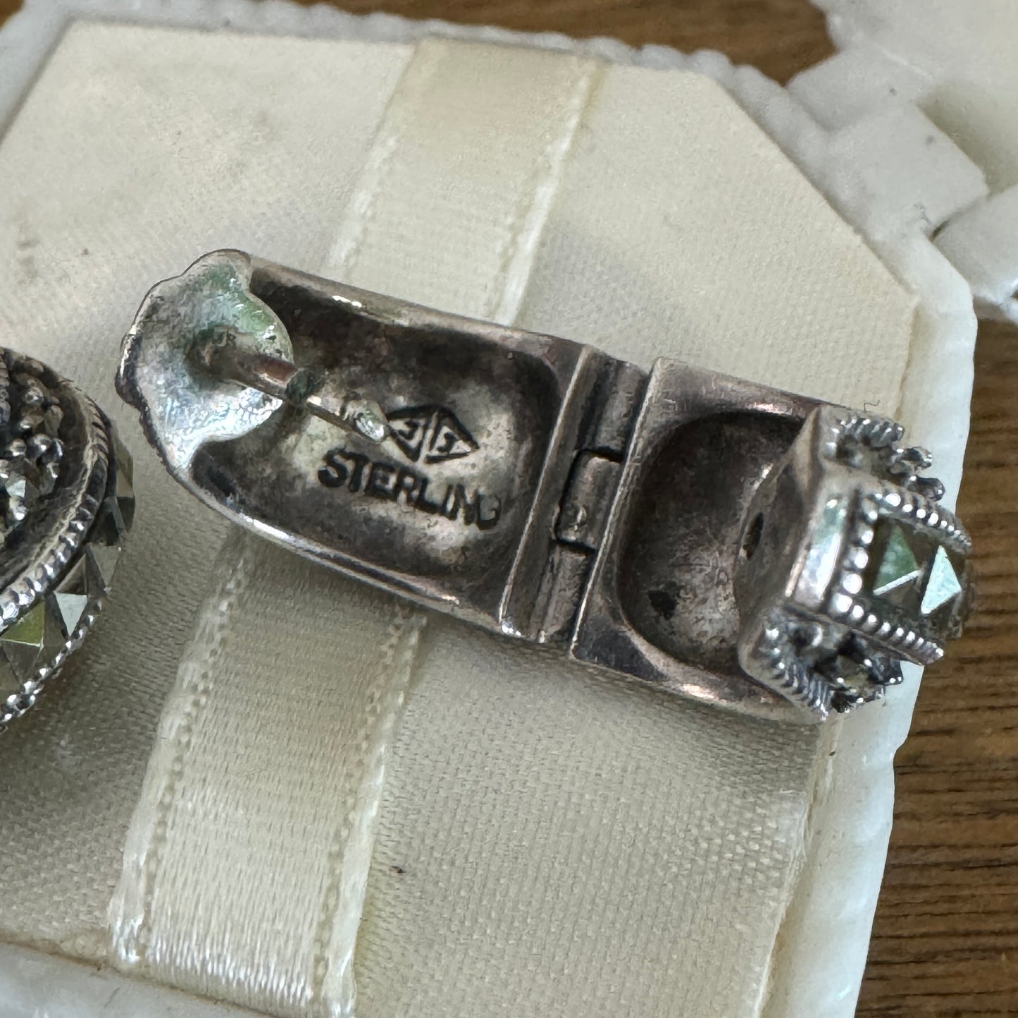 Vintage Judith Jack Sterling Silver Marcasite Shrimp Earrings