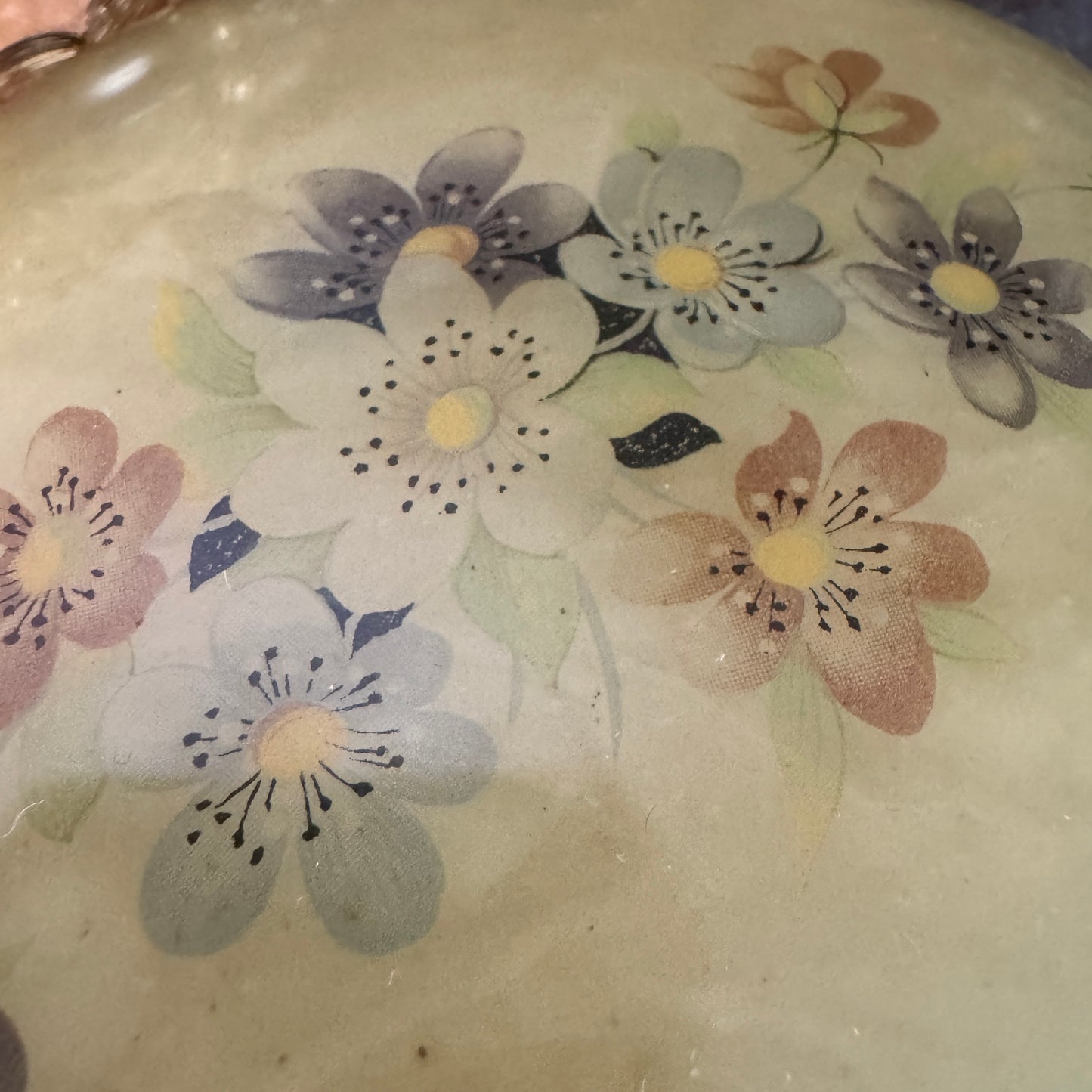 Vintage Italian Himark Alabaster Round Keepsake Trinket Box