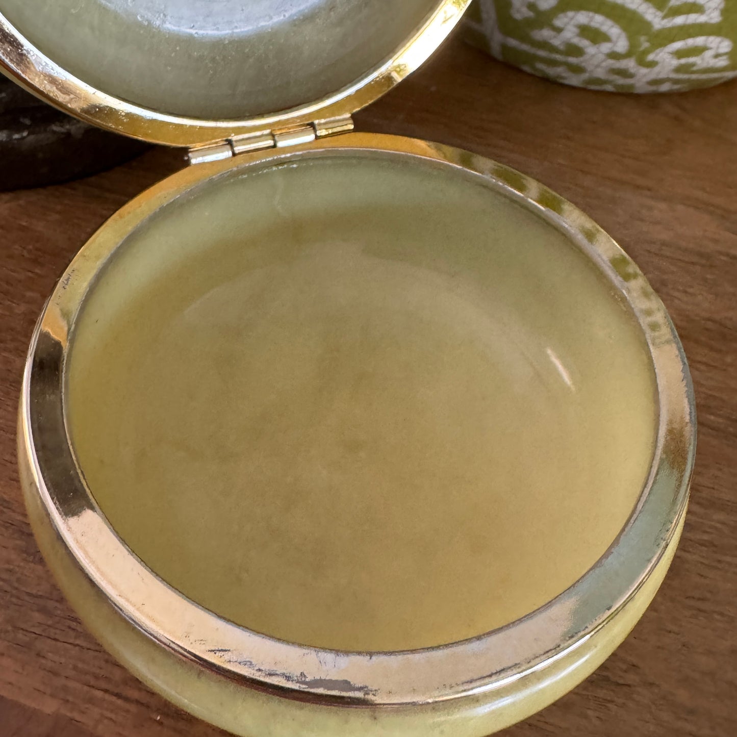 Vintage Italian Himark Alabaster Round Keepsake Trinket Box