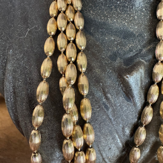Vintage Napier Gold Tone Metal Bead Long Necklace