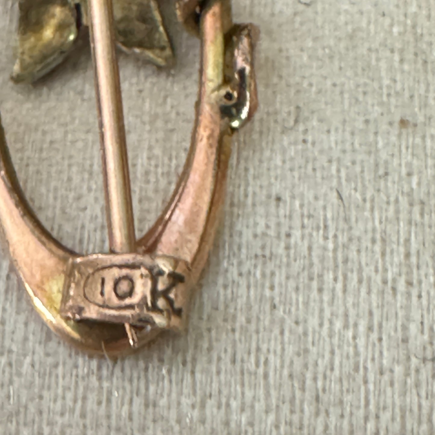 Art Nouveau Tiny 10K Yellow Gold Enamel and Seed Pearl Brooch