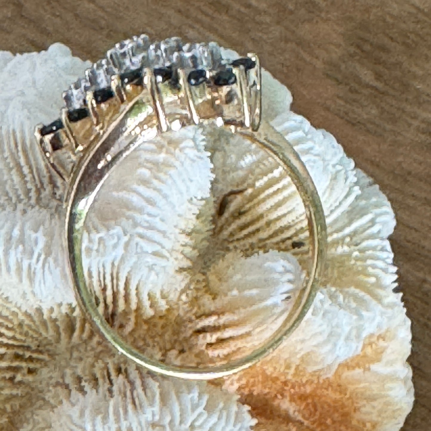 Vintage 10K Yellow Gold Sapphire and Diamond Bypass Ring Size 7.5