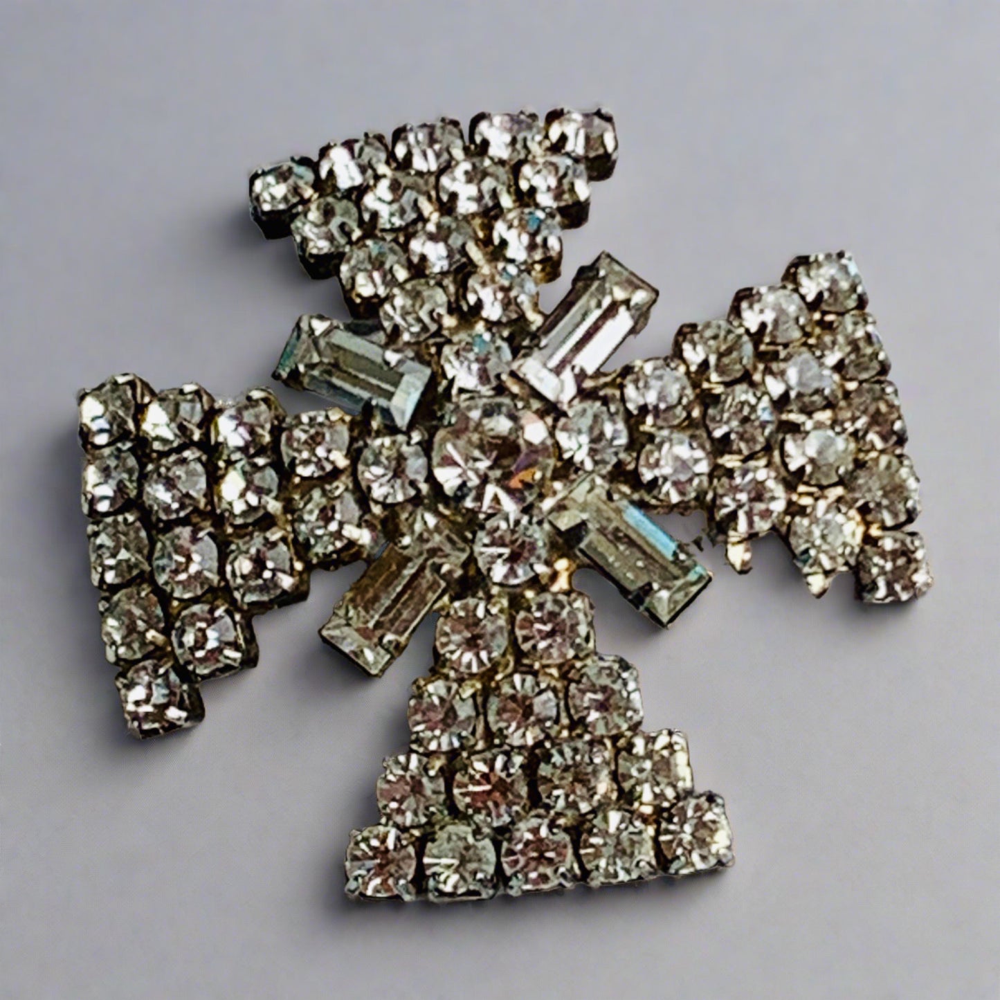 Vintage Maltese Cross Rhinestone Pin